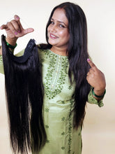 Natural Black Human Hair Extension with Band & Clip System