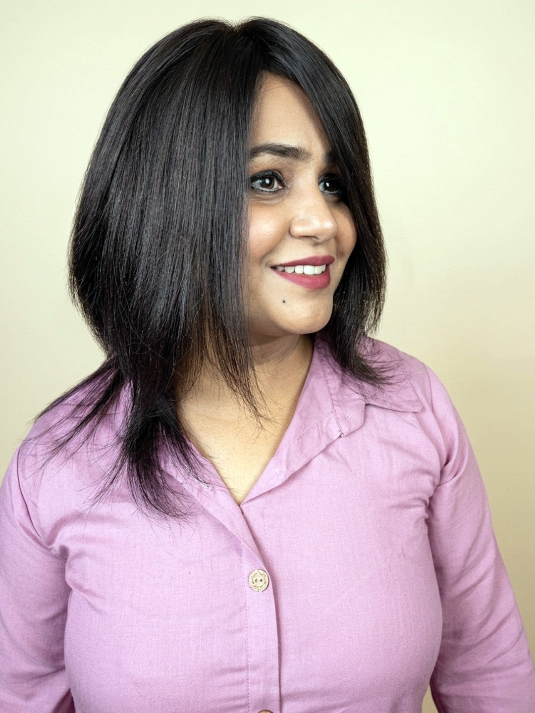 Silk Base Layer Cut Wig for Ladies – Natural Full Head Human Hair Wig