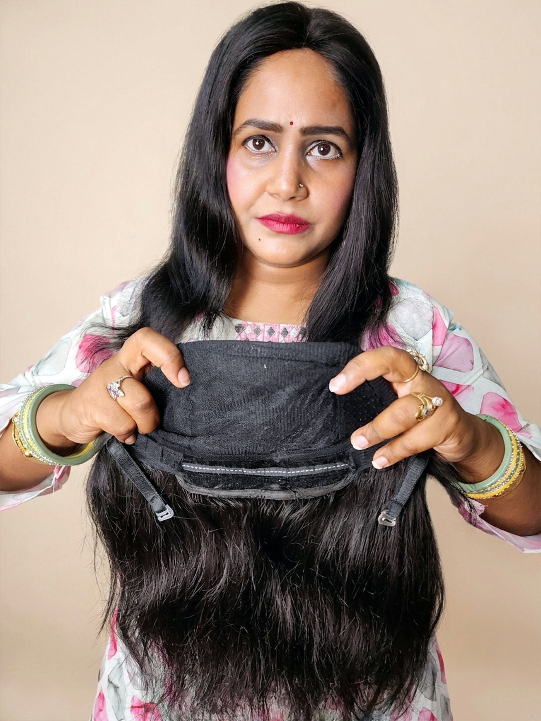Filament Medium Length Human Hair Wig – Natural Scalp Finish (Natural Black)