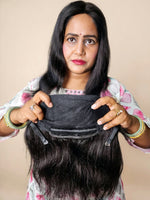 Filament Medium Length Human Hair Wig – Natural Scalp Finish (Natural Black)